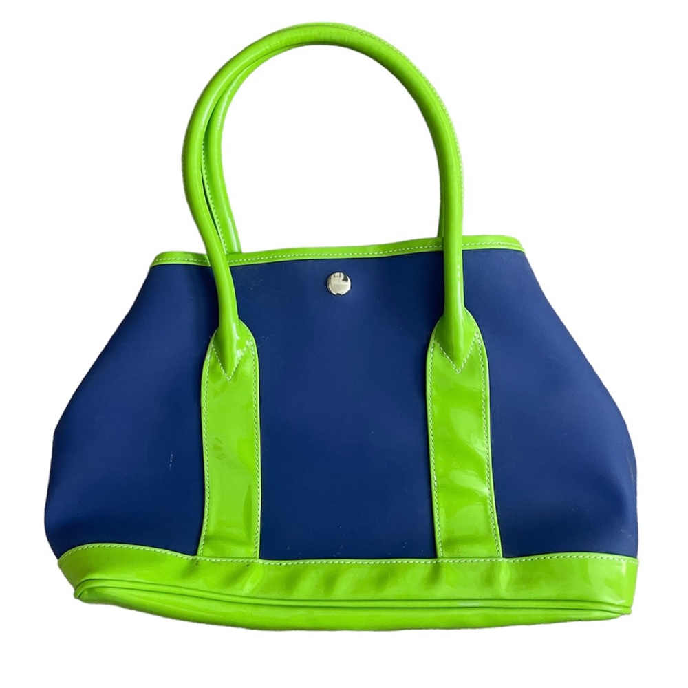 Neon blue and green handbag